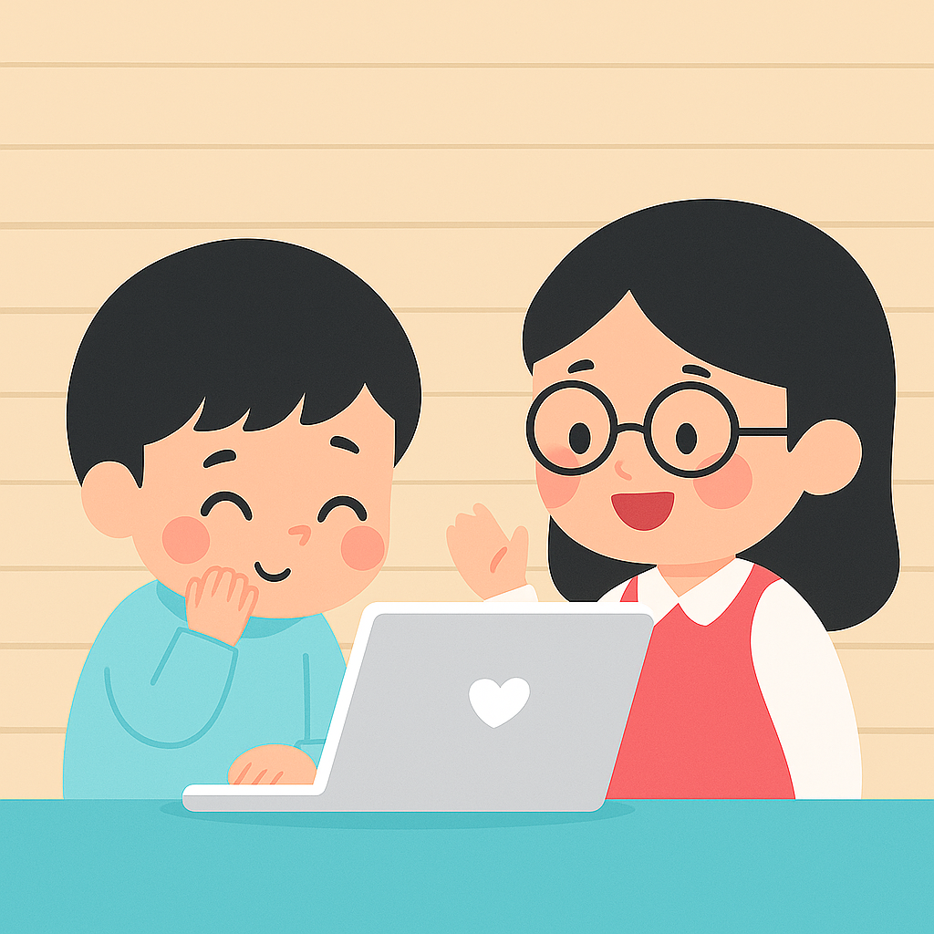 child-learning-1-on-1-via-Little-Owls-program-supervised-by-mother